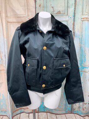Golden Fleece Uniform Outerwear Jacket 38 Black Titan Cloth Faux Fur Collar Gold